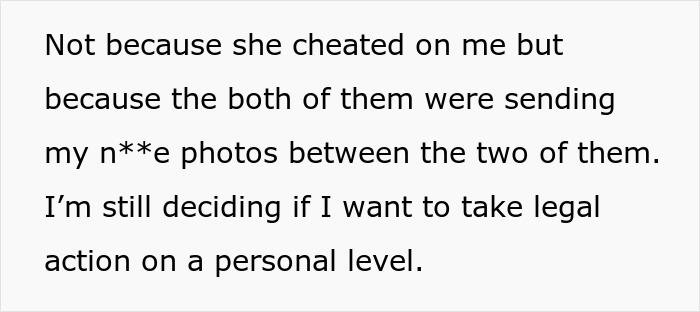 Text about deciding on legal action over sharing private photos