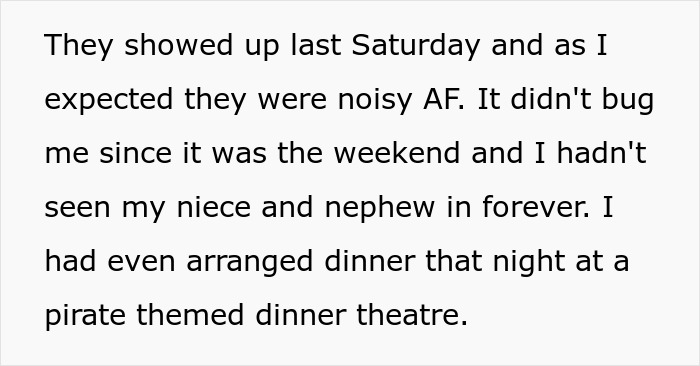 Text excerpt discussing a guy making family uncomfortable after they refuse to leave his house.