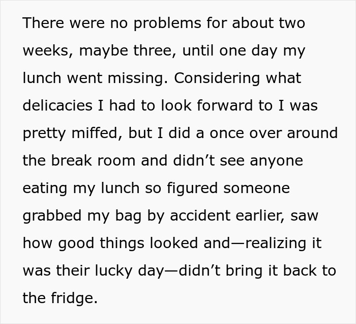 HR Refuses To Get Involved With Lunch Thief Issue Until Man Cleverly Uses HR Person's Food As Bait