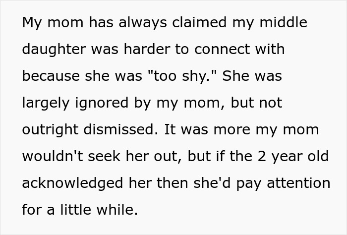 Text describing a woman sharing a crazy story about her mom and their complicated relationship.