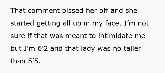 Text excerpt describing a confrontation where an entitled mom assumes a random guy will buy her kids food due to single mom status.