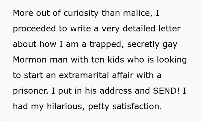 Excerpt of a detailed letter written by a 20YO pretending to be gay in a prisoner pen pal prank.