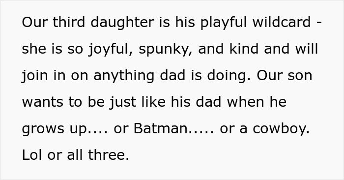 Text excerpt describing playful and joyful children, linked to a woman sharing a crazy story about her mom.