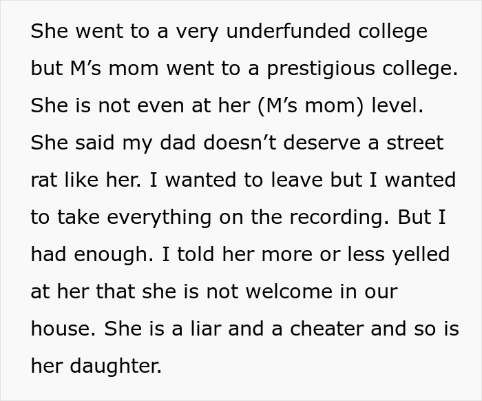 Text excerpt showing a mother&rsquo;s confrontation over betrayal and friendship conflicts involving a stupid boy.