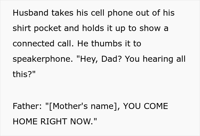 Husband shows connected call on phone to prove MIL uses emergency key, family ready for unexpected visit reaction.