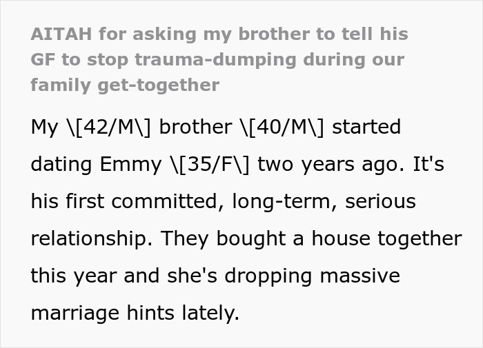 GF Uses BF&rsquo;s Fam As Her Free Therapist, They&rsquo;re Fed Up As She Turns Every Dinner Into A Trauma Recap