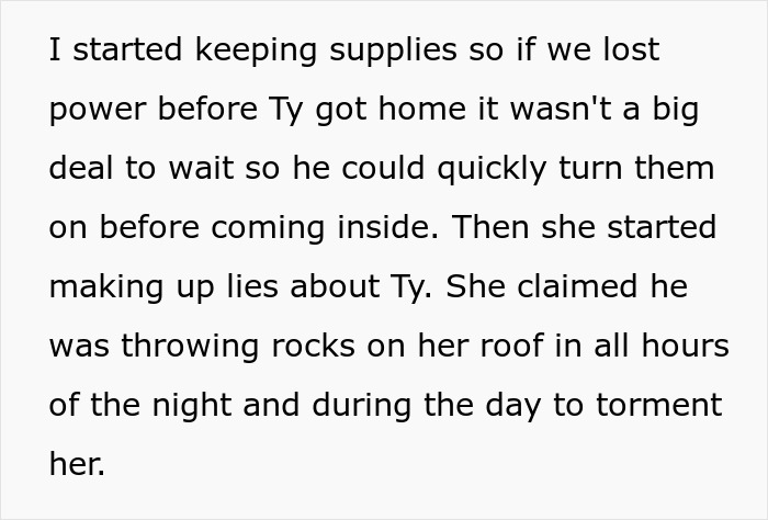 Text explaining a woman sharing a crazy story about her mom involving false accusations and family conflict like a soap opera.