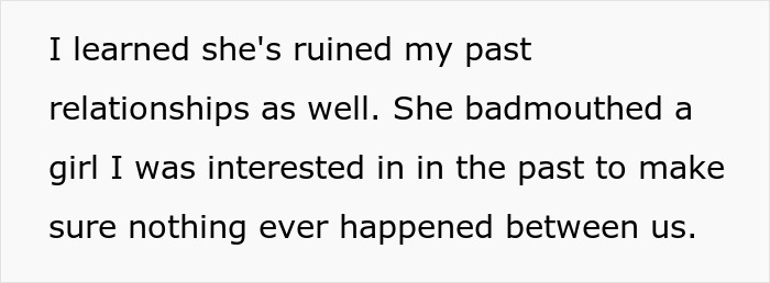 Text on a white background, revealing a toxic bestie ruined love life and past relationships, creating drama.