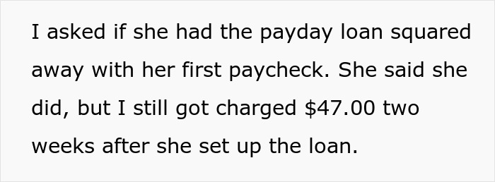 Text excerpt discussing a payday loan confusion linked to a woman running Tinder scams for her jailed fianc&eacute;.