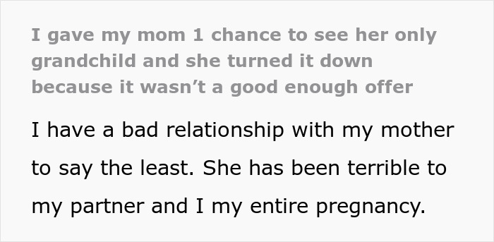 Text excerpt about a woman&rsquo;s troubled relationship with her mom exhibiting creepy behavior towards her baby.