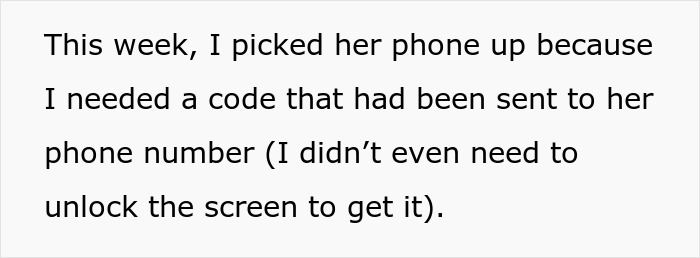 Text excerpt about picking up a phone to retrieve a code without unlocking the screen, involving a marriage twist.