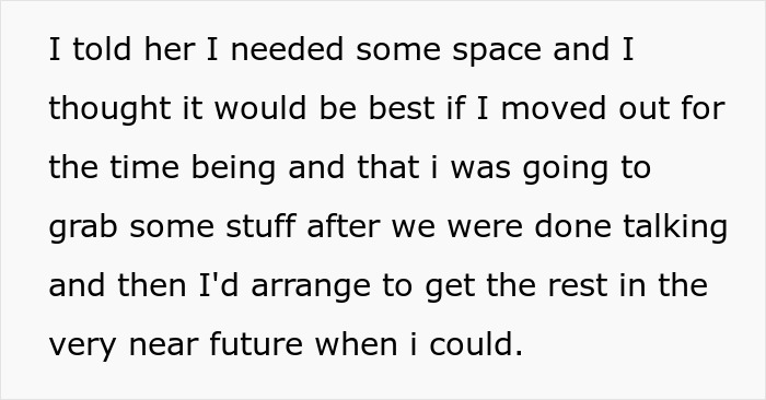 Text excerpt about needing space and moving out, reflecting a guy feeling like a science experiment in his own home.
