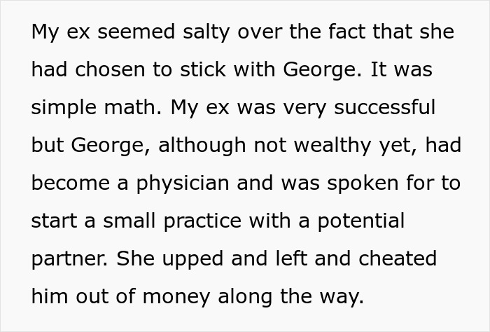 Text describing a woman who cheated and scammed her partner until exposed by her best friend on local news.