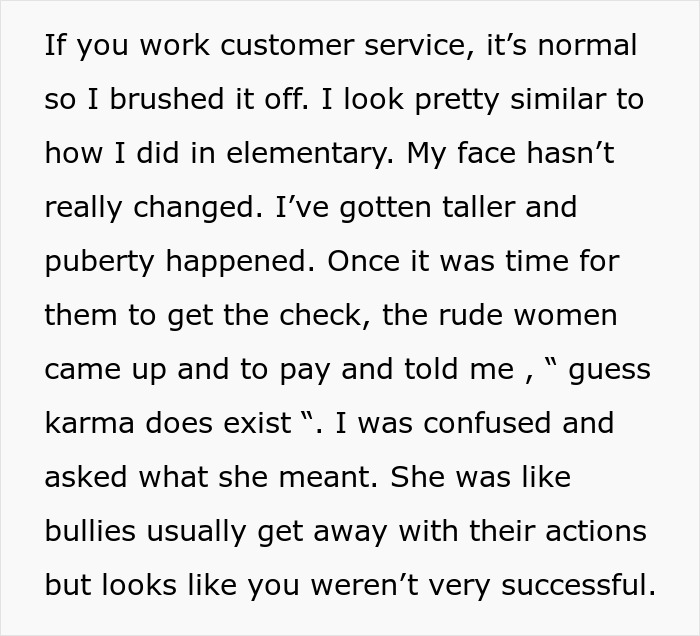 Text excerpt about a book store manager encountering a school bully and rude customer service experience. Text excerpt about a book store manager encountering a school bully and rude customer service experience.