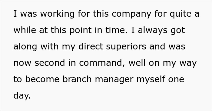 Text snippet: An employee details their experience working for a company, setting the scene for revenge on a horrible boss.