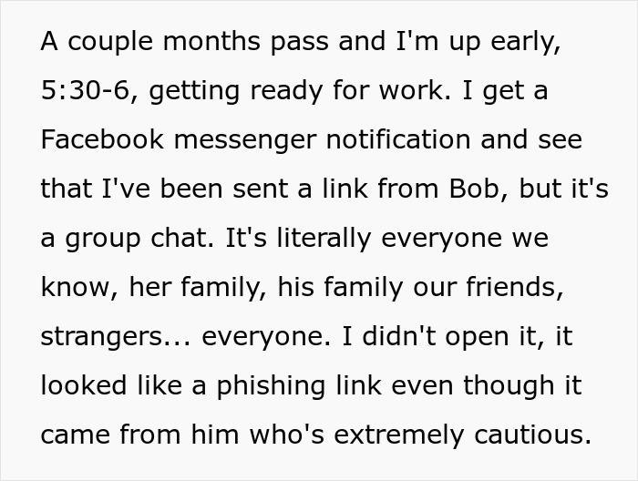 Text describing a Facebook group chat notification revealing a wife’s secret recorded sessions on her husband’s PC. Text describing a Facebook group chat notification revealing a wife’s secret recorded sessions on her husband’s PC.