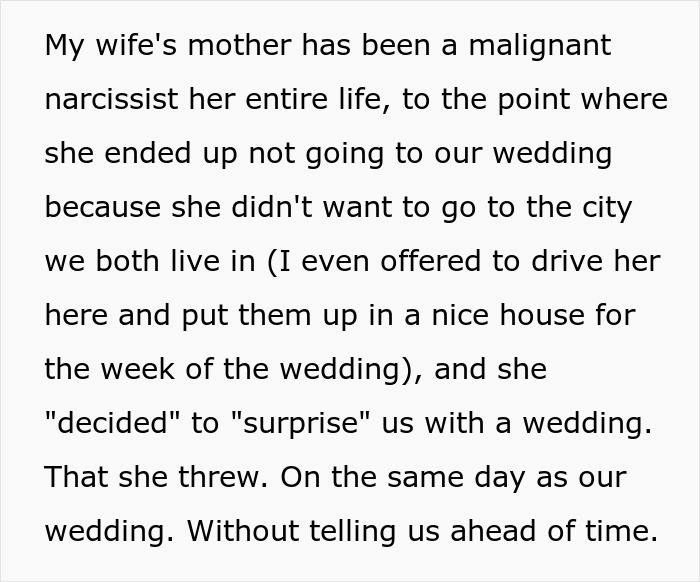 Text describing a toxic MIL visiting daughter's home, refusing to leave, and making unreasonable housing demands.