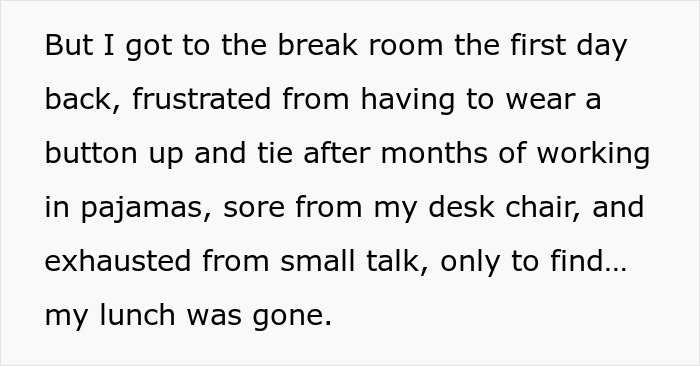 HR Refuses To Get Involved With Lunch Thief Issue Until Man Cleverly Uses HR Person's Food As Bait