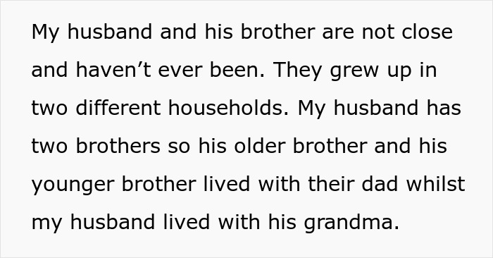 Text excerpt about husband and brother living apart, providing context for wife&rsquo;s revenge involving affair evidence and brother.