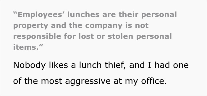 HR Refuses To Get Involved With Lunch Thief Issue Until Man Cleverly Uses HR Person's Food As Bait