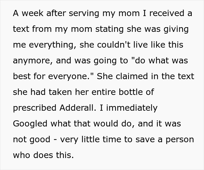 Text describing a woman’s shocking story about her mom that sounds like a dramatic soap opera.