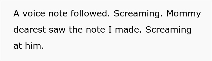 Text excerpt showing distressing voice note and screaming related to kid work mother fired situation. Text excerpt showing distressing voice note and screaming related to kid work mother fired situation.