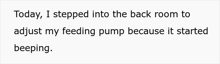 A person shares a note about needing to adjust their feeding tube pump, highlighting the challenges of relying on a feeding tube.