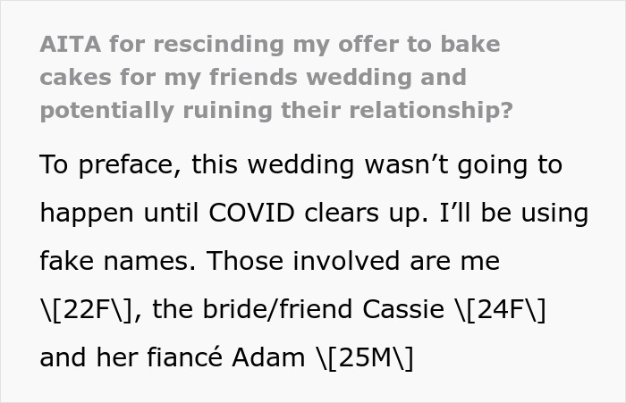 Entitled Bride Wants Baker Friend To Put Up With Outrageous Demands, Fianc&eacute; Learns Truth And Leaves