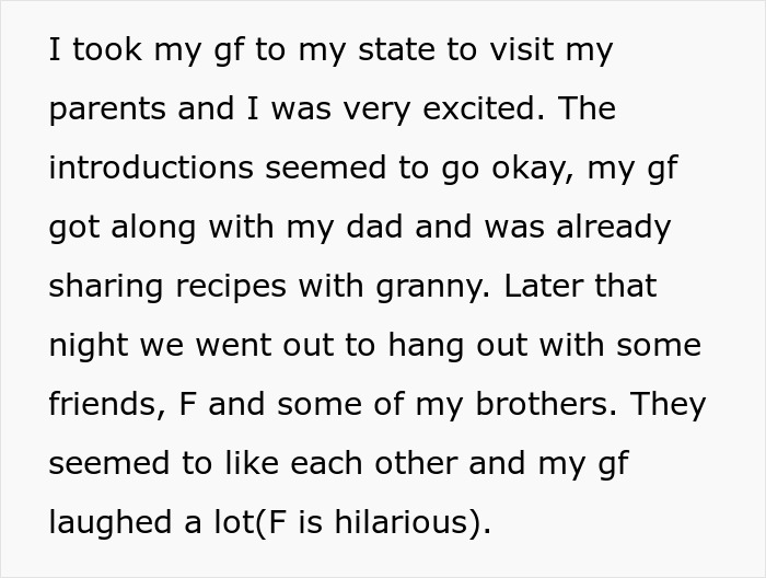 Woman breaks up with boyfriend after seeing how close his female friend is to his family during visit. Woman breaks up with boyfriend after seeing how close his female friend is to his family during visit.