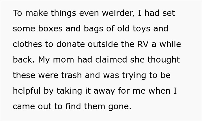 Woman shares a crazy story about her mom misunderstanding donations and causing confusion outside the RV.