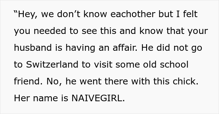 A white background with black text revealing an affair, an employee gets perfect revenge on a horrible boss.