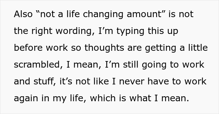 Text message screenshot discussing an estranged dad leaving inheritance to daughter amid stepmom's mooching demands.