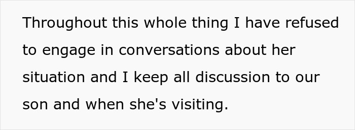 Text excerpt about a dad refusing to discuss an ex's situation, focusing on a homeless ex and her child.