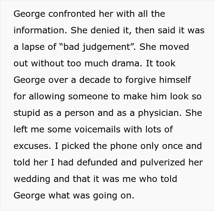 Text excerpt about a woman cheating and scamming until her best friend exposes her on local news.