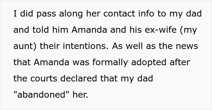 Text describing a confusing and wild family dynamic involving DNA tests and disputes over child support.