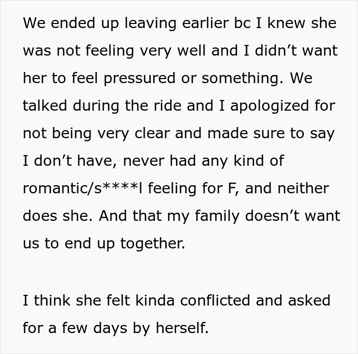 Text from a woman explaining she ended things after seeing his close bond with his female friend and family conflicts. Text from a woman explaining she ended things after seeing his close bond with his female friend and family conflicts.