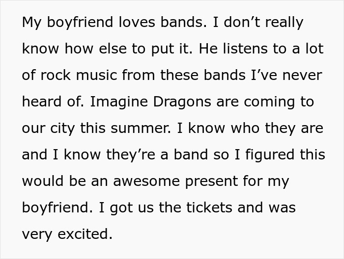 Woman Buys Concert Tickets For BF’s Birthday Because He “Loves Bands”, His Reaction Makes Her Cry