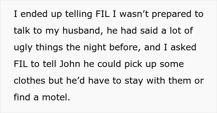 Text from a controlling MIL baby name story, describing marital conflict and separation, showcasing why police intervention was needed.