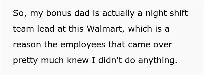 Text on a white background explaining a night shift team lead at Walmart and employee support during an incident. Text on a white background explaining a night shift team lead at Walmart and employee support during an incident.