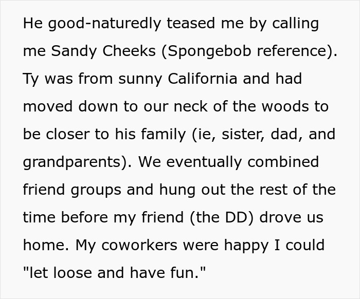 Text excerpt showing a woman sharing a crazy story about her mom that sounds like a soap opera drama.