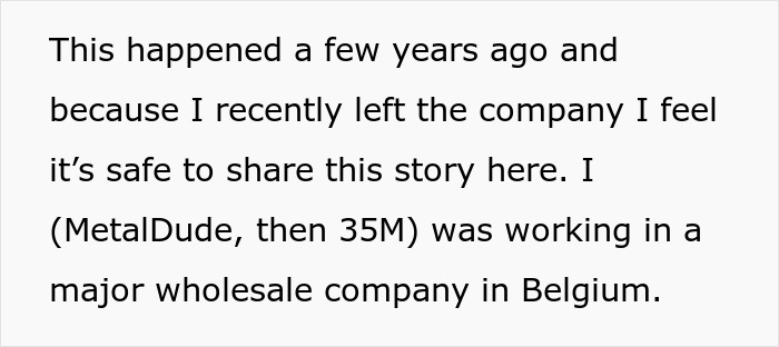 Text from a screen about an employee getting perfect revenge on a horrible boss. The text starts, This happened a few years ago.