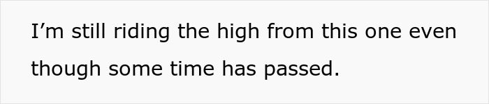 Text of a person reflecting on an event, mentioning still riding the high from it despite time passing. Text of a person reflecting on an event, mentioning still riding the high from it despite time passing.