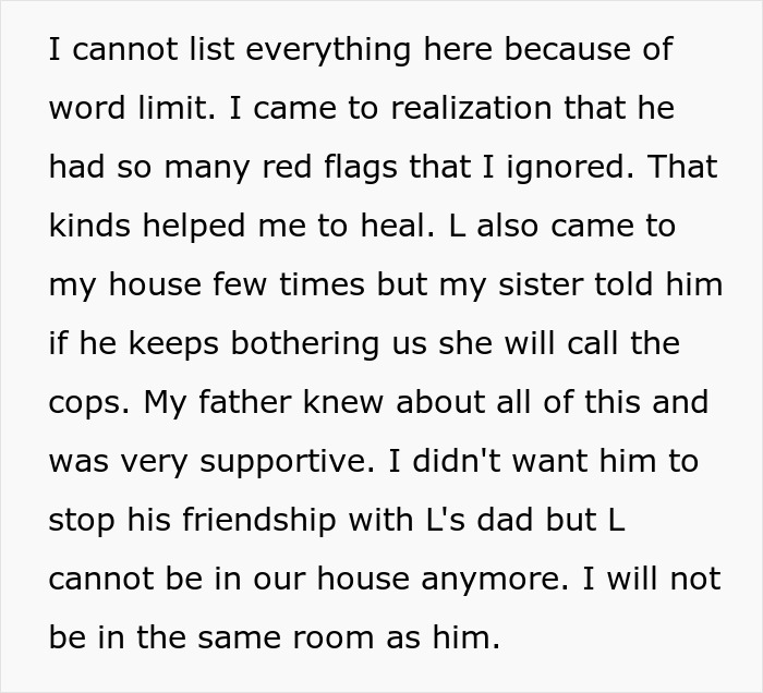 Text excerpt showing a daughter&rsquo;s experience and family support about a friendship betrayal involving a boy.