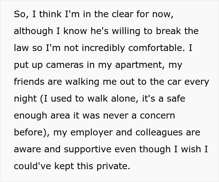 Woman uses comedy to cope with ex-BF&rsquo;s trauma while facing stalking and taking safety precautions at home and work.