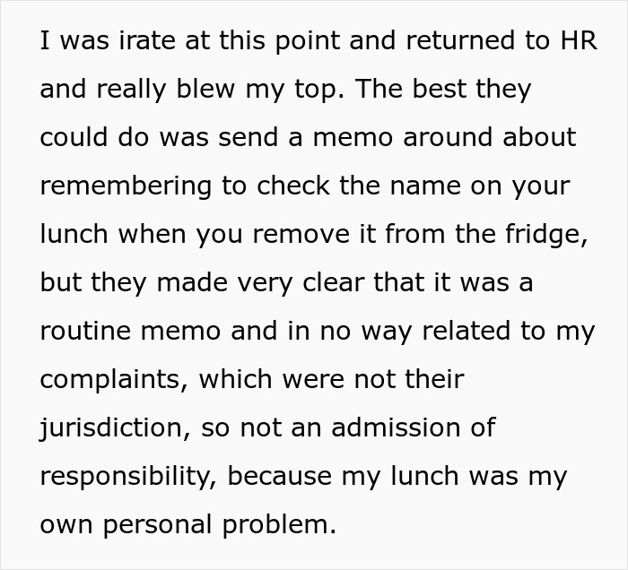 HR Refuses To Get Involved With Lunch Thief Issue Until Man Cleverly Uses HR Person's Food As Bait