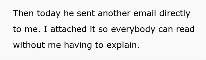 Text on a white background: "Then today he sent another email directly to me. I attached it so everybody can read without me having to explain." This relates to a woman relying on a feeding tube.