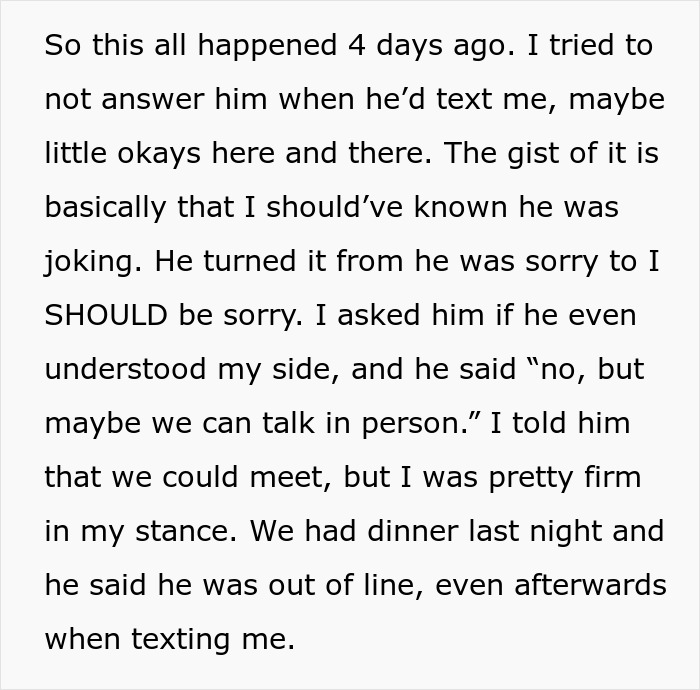 Text message conversation describing a woman ending a relationship over a penny and feeling liberated after setting boundaries.