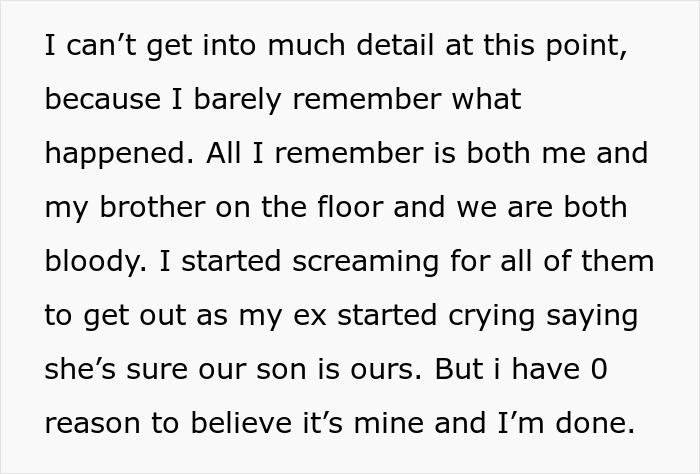 Text recounting a chaotic scene, including a dad wondering if he just went from dad to uncle. Text recounting a chaotic scene, including a dad wondering if he just went from dad to uncle.
