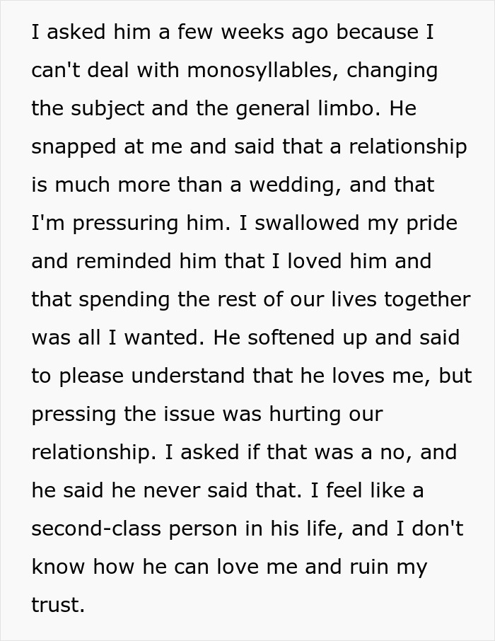 Guy Promises Engagement To Get GF To Move In, Spends Two Years Dodging The Topic Until She's Done