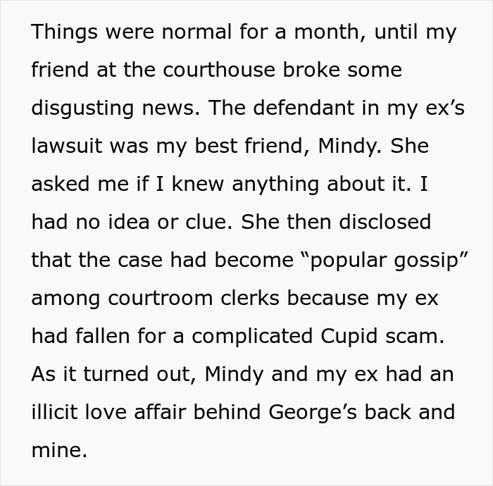 Text describing a woman exposed for cheating and scamming after her best friend reveals the truth on the local news.